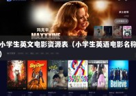 小学生英文电影资源表（小学生英语电影名称）