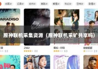 原神联机采集资源（原神联机采矿共享吗）